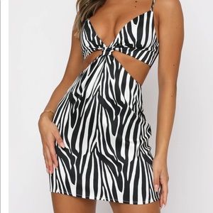 White fox zebra print mini dress!!